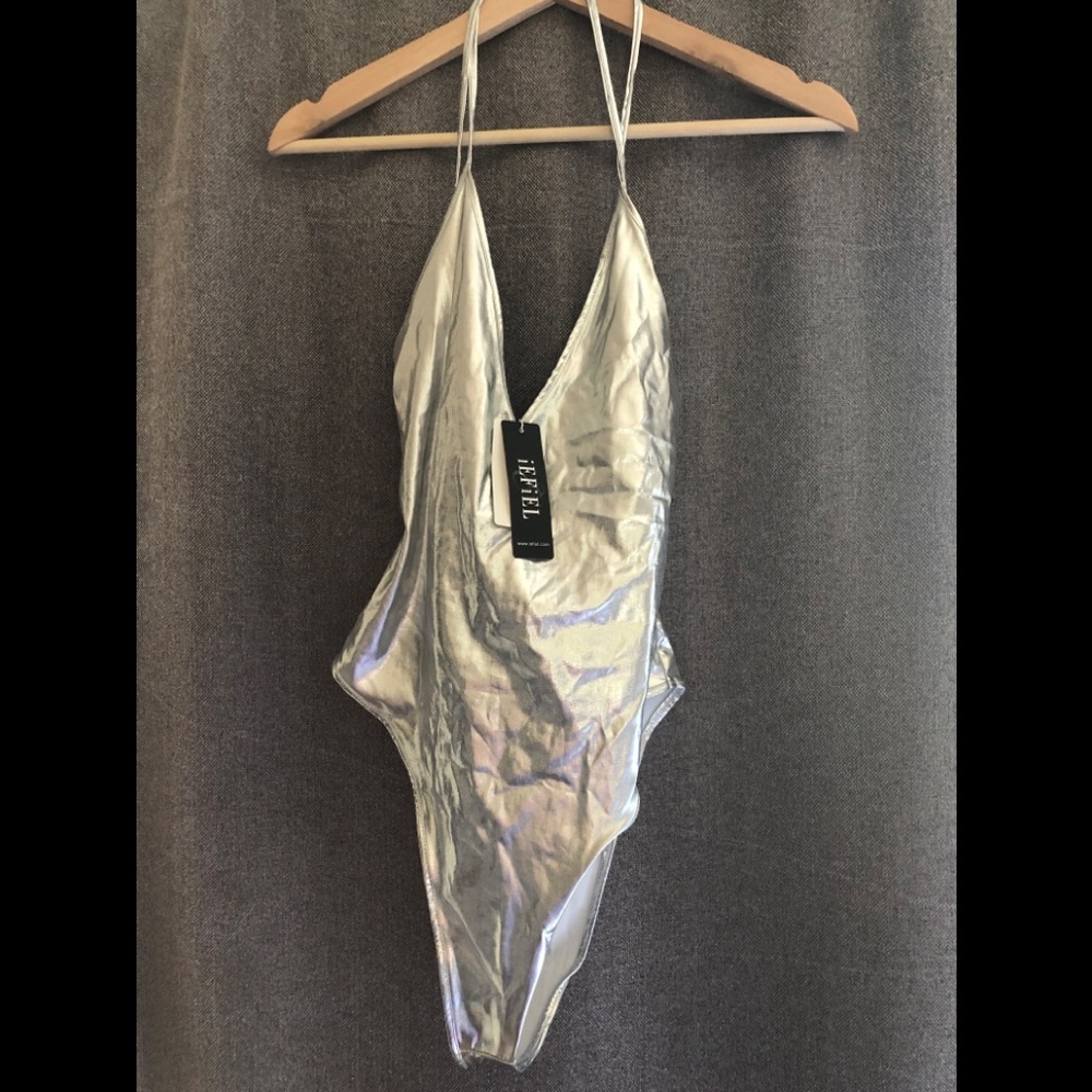 Silver Metallic Bodysuit NWT No Name Brand